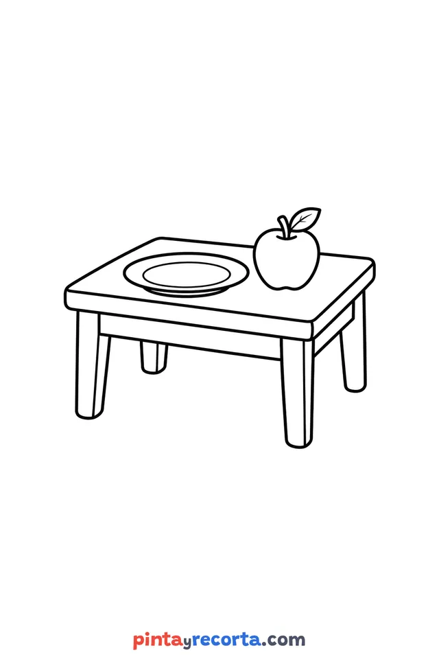 Thanksgiving table coloring page, easy level with thick outlines and big spaces