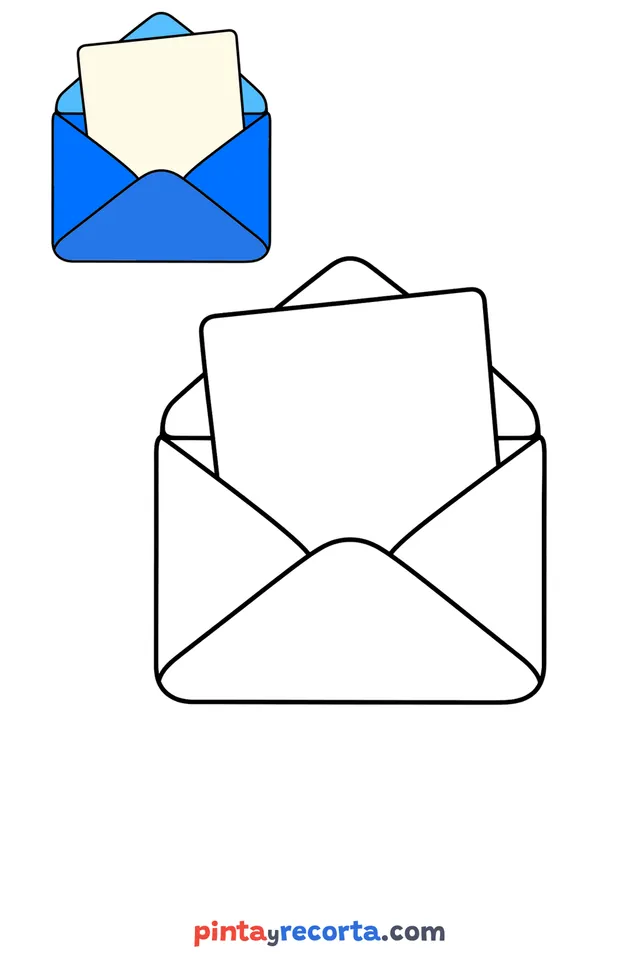 Letter coloring page with a small color guide, easy level