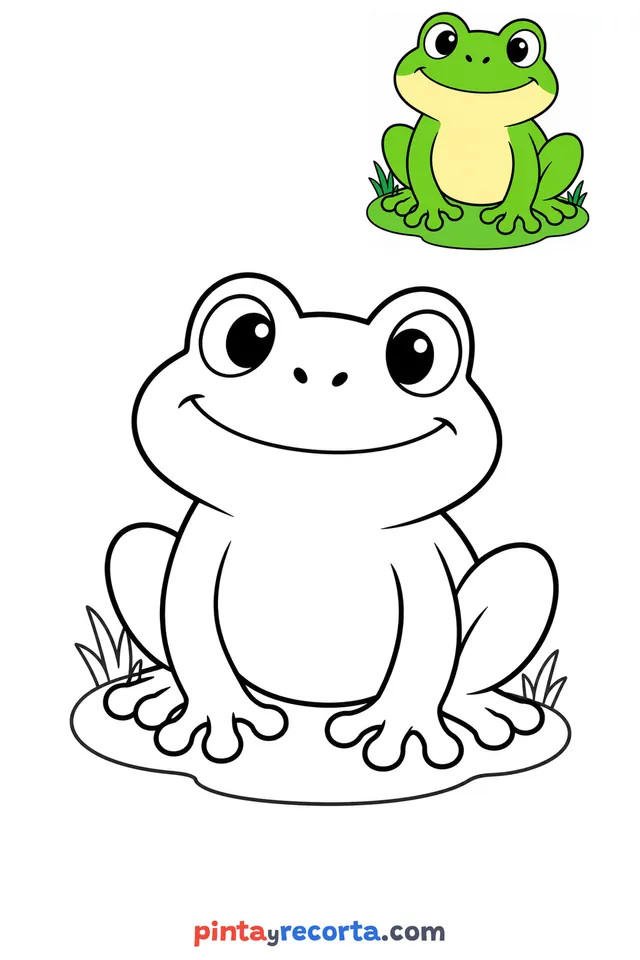 Toad coloring page with a small color guide, easy level
