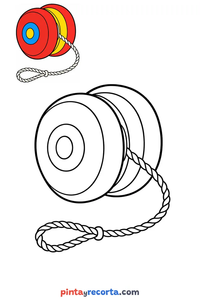 Dibujo de yoyó para colorear con una guía de color en miniatura, nivel básico